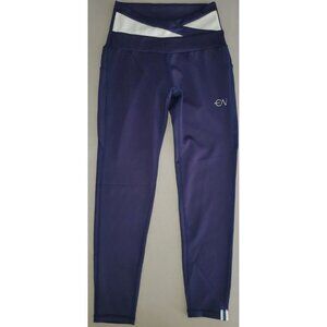 Enavant Cross Band Mid Rise Activewear Crop Leggings Size S Side Pockets